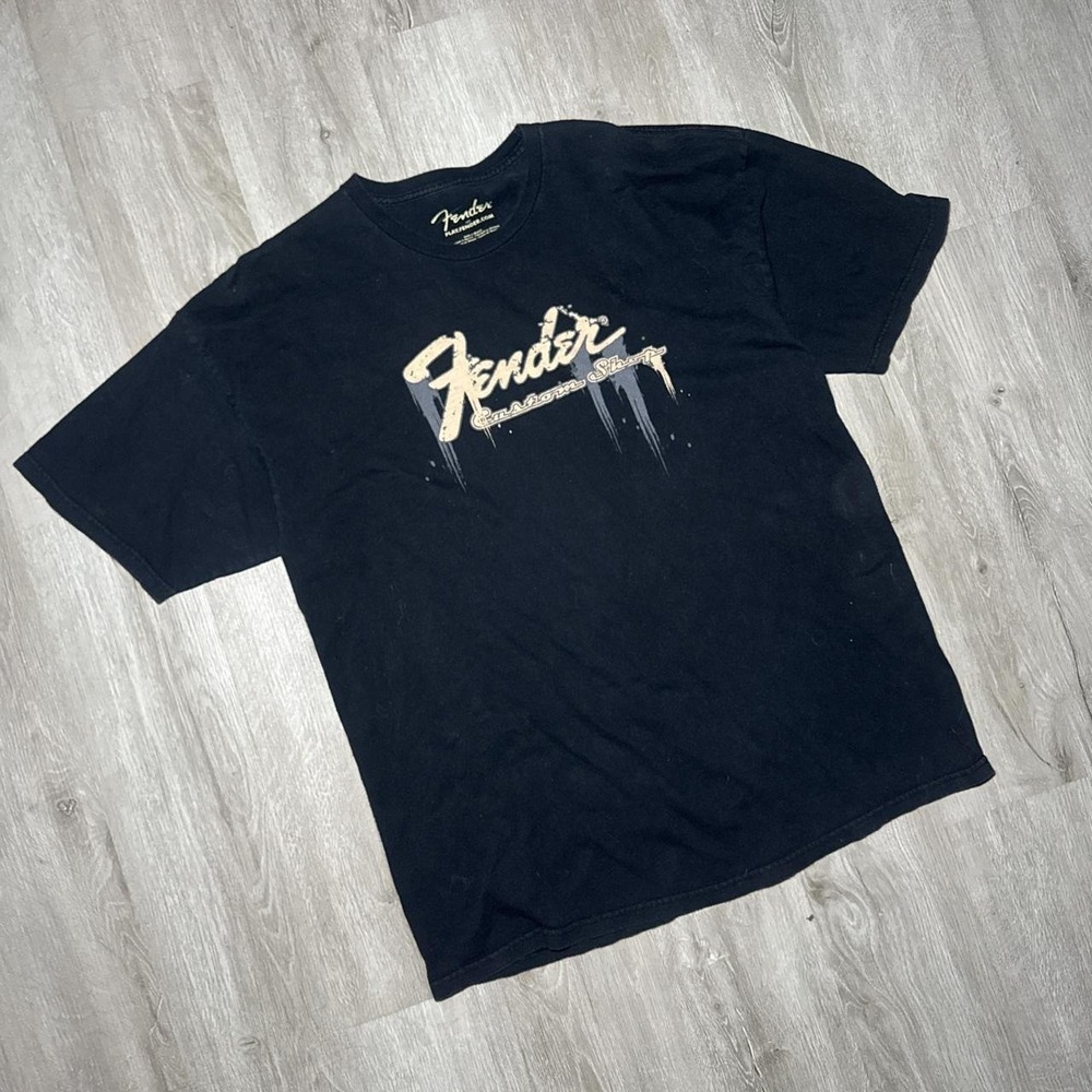 Fender 2000's cotton black graphic guitar tee